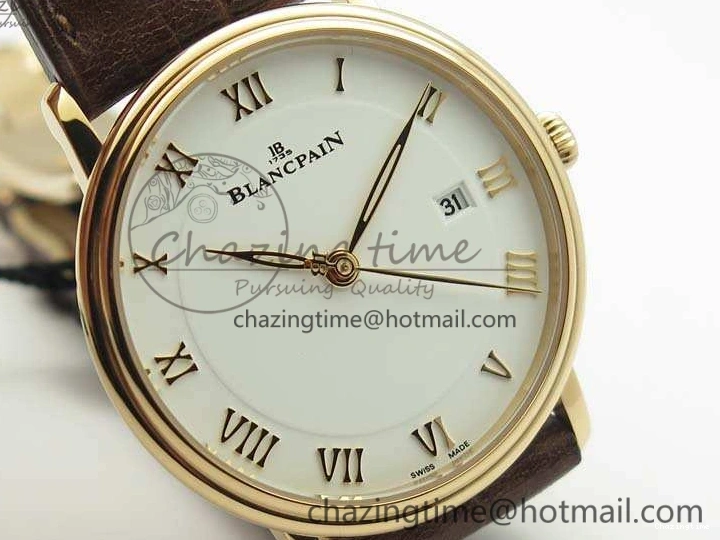 0328 Villeret 6651 RG ZF 1:1 Best Edition White Dial On Brown Leather Strap A Unique 8097